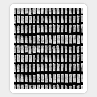 White Grid on Black, Brush Strokes Sticker